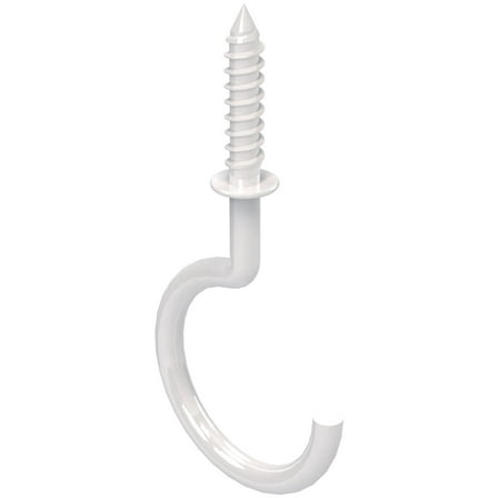 National Hardware Vinyl Coated Steel Outdoor Hook, 1-1/2", Safe Working Load 15 Lbs, White