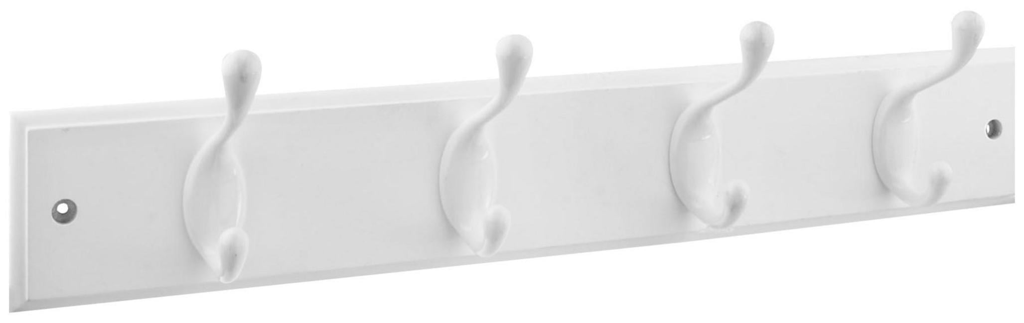 White 18-Inch Metal Traditional Hook Rack