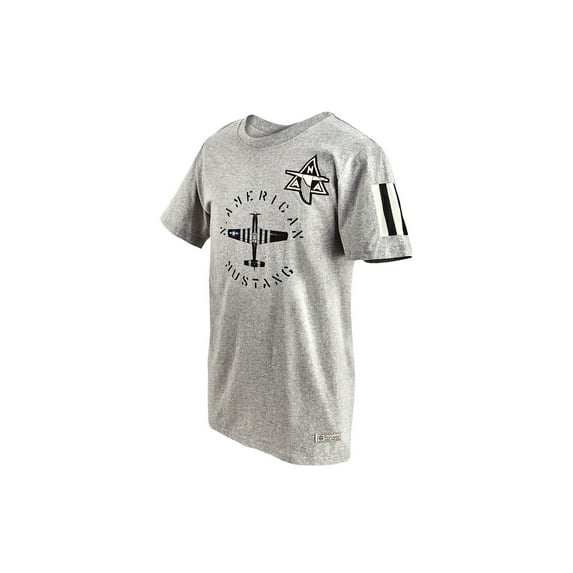 National Heritage Brands Men's MP-51 Mustang T-Shirt - Gray Military Plane Tee