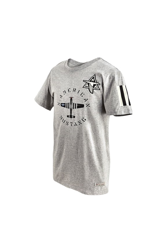 National Heritage Brands Men's MP-51 Mustang T-Shirt - Gray Military Plane Tee