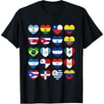 thumbnail image 1 of National Hispanic Heritage Month All Countries Flags Hearts T-ShirtMen and women, Black T-shirt, size: Extra large, 1 of 4
