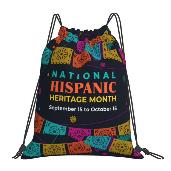 National Hispanic Heritage Month Drawstring Backpack Sackpack String Bag Cinch Waterproof Bags for Gym Sports Yoga Travel Beach Swimming shopping