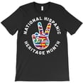 thumbnail image 1 of National Hispanic Heritage Month Funny Peace Sign Latin Flag Graphic H30955 T-Shirt, for Men and Women, Up to Size 5XL, 1 of 2