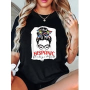 National Hispanic Heritage Month Latina Women Messy Bun T-Shirt Small