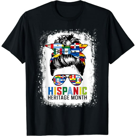 National Hispanic Heritage Month Messy Bun All Countries T-Shirt