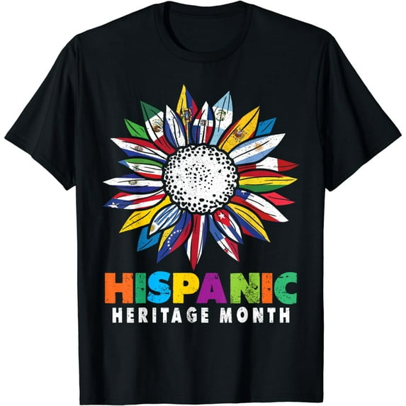 National Hispanic Heritage Month Sunflower Countries Flags T-Shirt