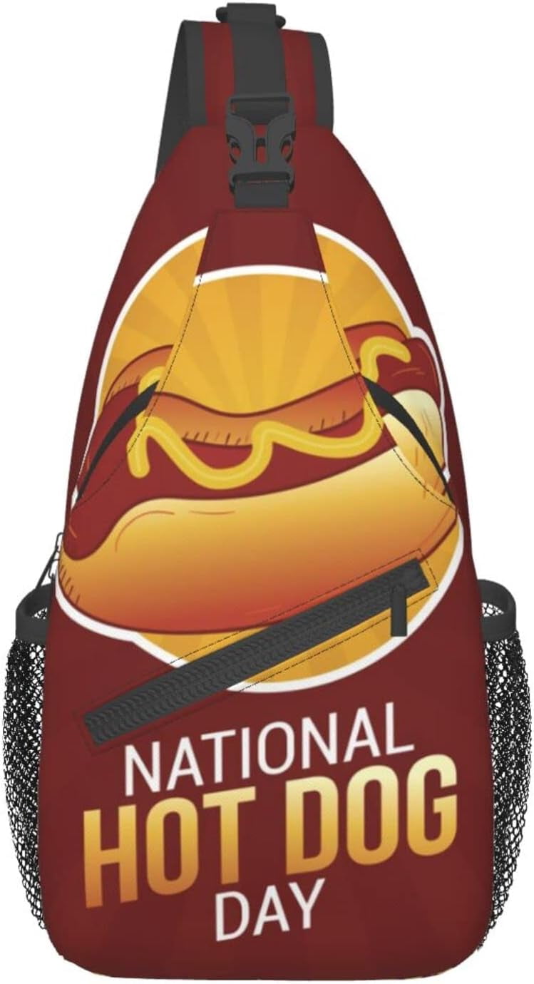 National Hot Dog Day Sling Bag Crossbody Hiking Travel Chest Bags Backpack Shoulder Daypack for Women Men