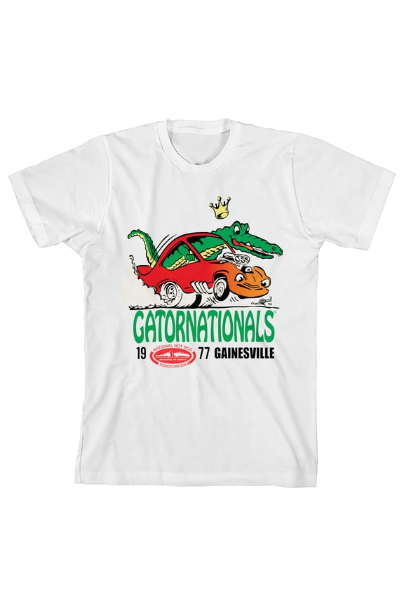 National Hot Rod Association Boys White Crew Neck Short Sleeve T-shirt - Small