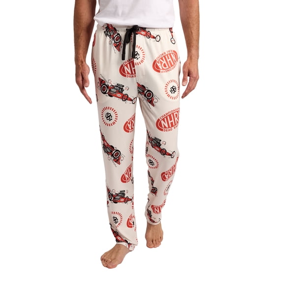 National Hot Rod Association Cars & Logo All-Over Print Men’s White Sleep Pajama Pants
-Small