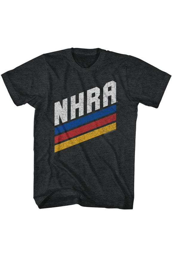 National Hot Rod Association NHRA Bars Black Heather Adult T-Shirt