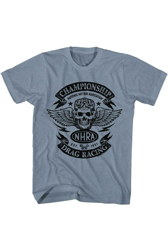National Hot Rod Association NHRA Championship Indigo Heather Adult T-Shirt