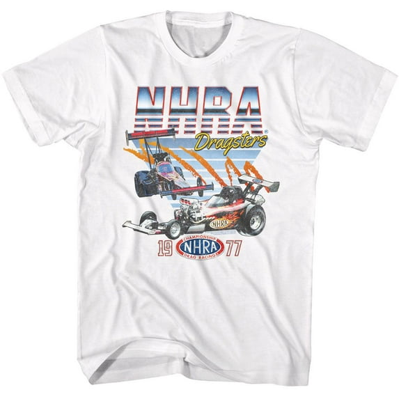 National Hot Rod Association NHRA Zoomy Dragsters White Adult T-Shirt