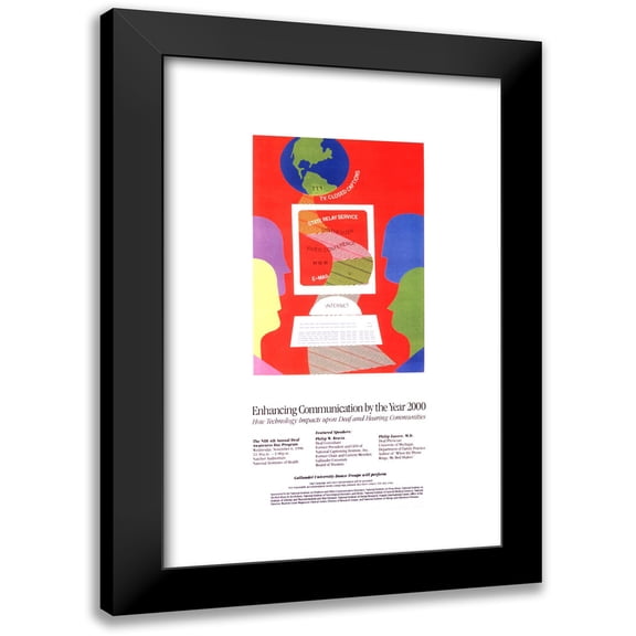 National Institutes of Health 10x14 Black Modern Framed Museum Art Print Titled - Enhancing Communication by the Year 2000; How Technology Impacts Upon Deaf and Hearing Communities (1996)