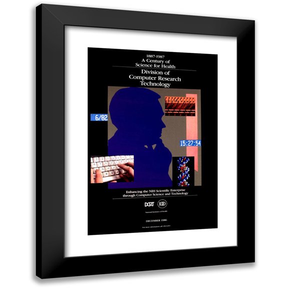 National Institutes of Health 11x14 Black Modern Framed Museum Art Print Titled - Enhancing the Nih Scientific Enterprise Through Computer Science and Technology (1986)