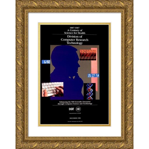 National Institutes of Health 17x24 Gold Ornate Framed and Double Matted Museum Art Print Titled - Enhancing the Nih Scientific Enterprise Through Computer Science and Technology (1986)