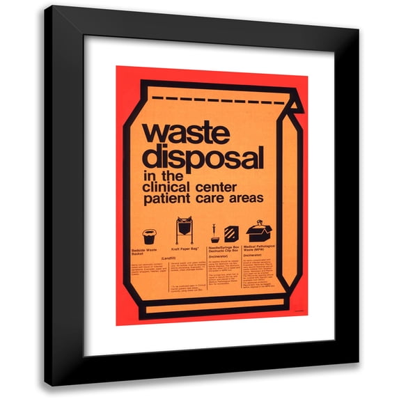 National Institutes of Health 11x14 Black Modern Framed Museum Art Print Titled - Waste Disposal in the Clinical Center Patient Care Areas