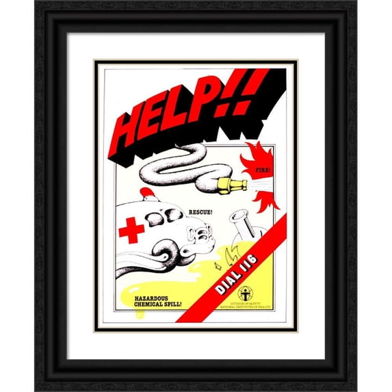 National Institutes of Health 11x14 Black Ornate Wood Framed Double Matted Museum Art Print Titled: Help!!