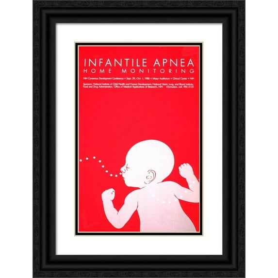 National Institutes of Health 11x14 Black Ornate Wood Framed Double Matted Museum Art Print Titled: Infantile Apnea Home Monitoring (1986)
