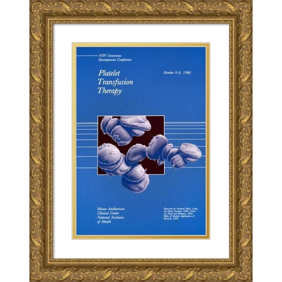 National Institutes of Health 11x14 Gold Ornate Wood Frame and Double Matted Museum Art Print Titled - Platelet Transfusion Therapy (1986)
