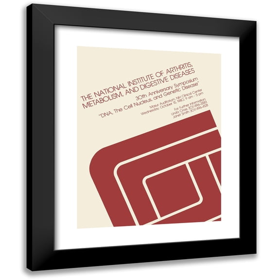 National Institutes of Health 12x14 Black Modern Framed Museum Art Print Titled - Dna, the Cell Nucleus, and Genetic Disease (1980)