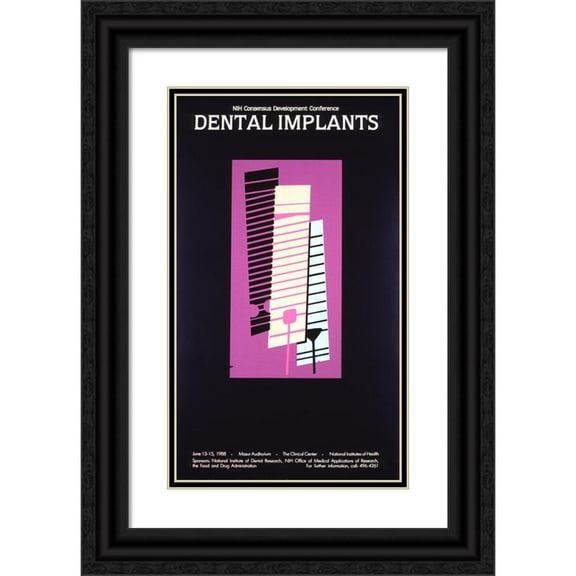 National Institutes of Health 16x24 Black Ornate Framed Double Matted Museum Art Print Titled: Dental Implants (1988)
