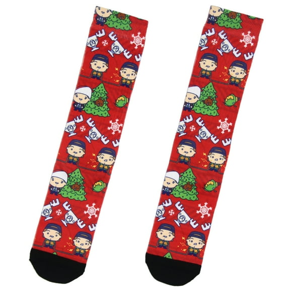 National Lampoon Christmas Vacation Socks Chibi Griswold Character Sublimated MId-Calf Crew Socks