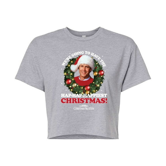 National Lampoon's Christmas Vacation - Clark's Happiest Christmas - Juniors Cropped Cotton Blend T-Shirt