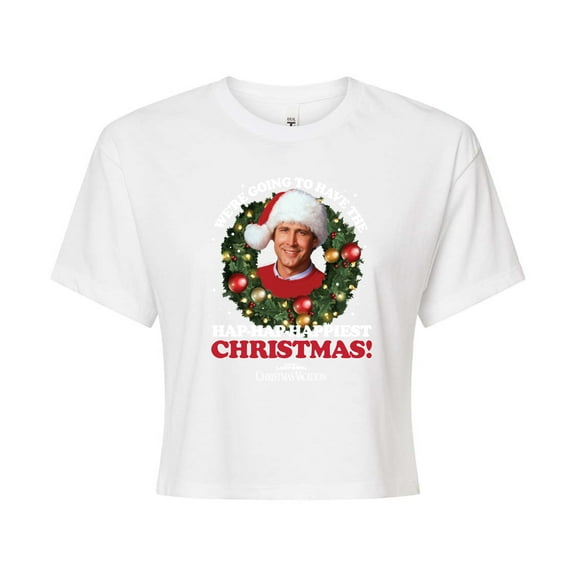 National Lampoon's Christmas Vacation - Clark's Happiest Christmas - Juniors Cropped Cotton Blend T-Shirt