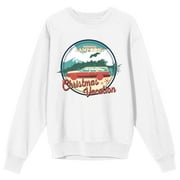 BIOWORLD National Lampoon's Christmas Vacation Griswold Family Car Circle Art White Crew Neck Sweatshirt-Medium