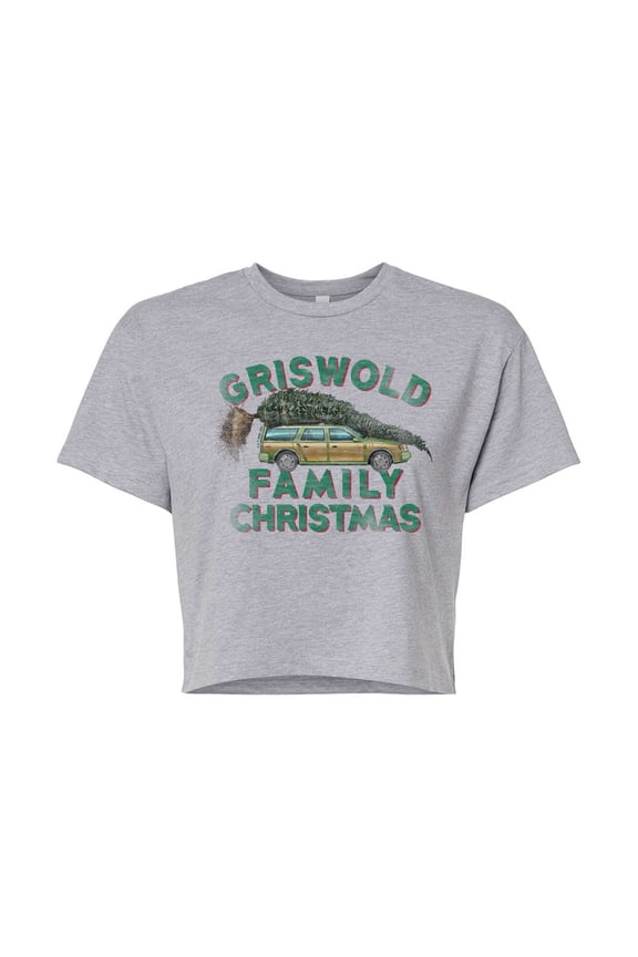 National Lampoon's Christmas Vacation - Griswold Family Christmas - Juniors Cropped Cotton Blend T-Shirt