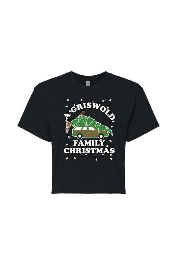 National Lampoon's Christmas Vacation - Griswold Family Christmas Tree - Juniors Cropped Cotton Blend T-Shirt