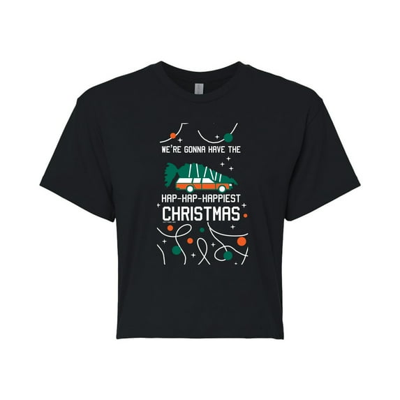 National Lampoon's Christmas Vacation - Hap-Hap-Happiest - Juniors Cropped Cotton Blend T-Shirt