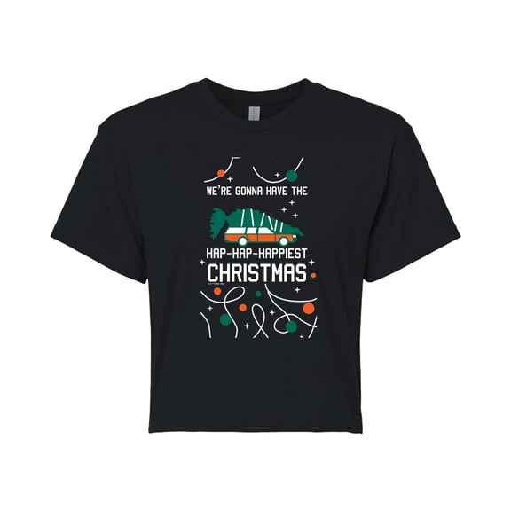 National Lampoon's Christmas Vacation - Hap-Hap-Happiest - Juniors Cropped Cotton Blend T-Shirt