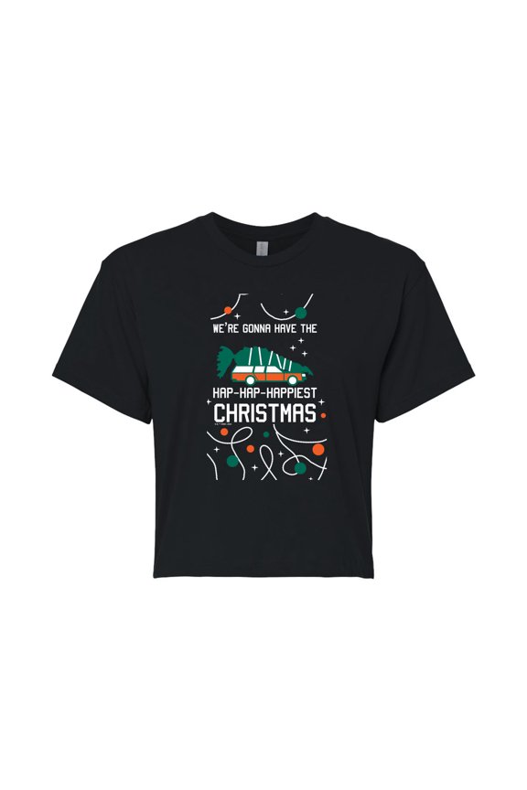 National Lampoon's Christmas Vacation - Hap-Hap-Happiest - Juniors Cropped Cotton Blend T-Shirt