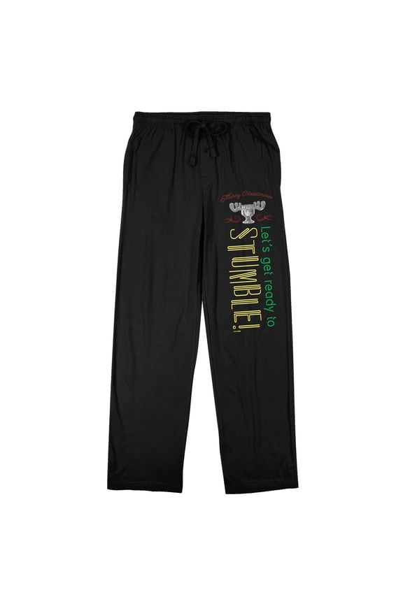 National Lampoon's Christmas Vacation "Let's Get Ready To Stumble" Men's Black Sleep Pajama Pants-XXL