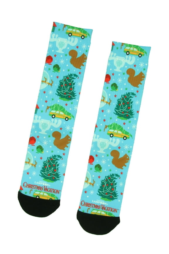 National Lampoon's Christmas Vacation Moose Glass Squirrel Tree Sublimation Mid-Calf Crew Socks