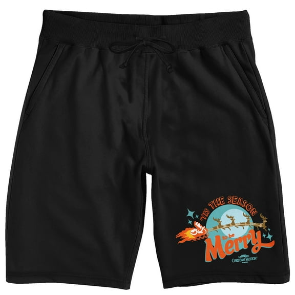 National Lampoon's Christmas Vacation "'Tis the Season To Be Merry" Men's Black Sleep Pajama Shorts-Medium