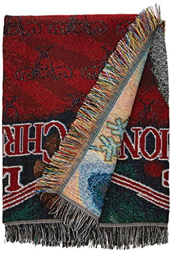 Festive Red and Multicolor Woven Tapestry Throw Blanket, 48" x 60"
