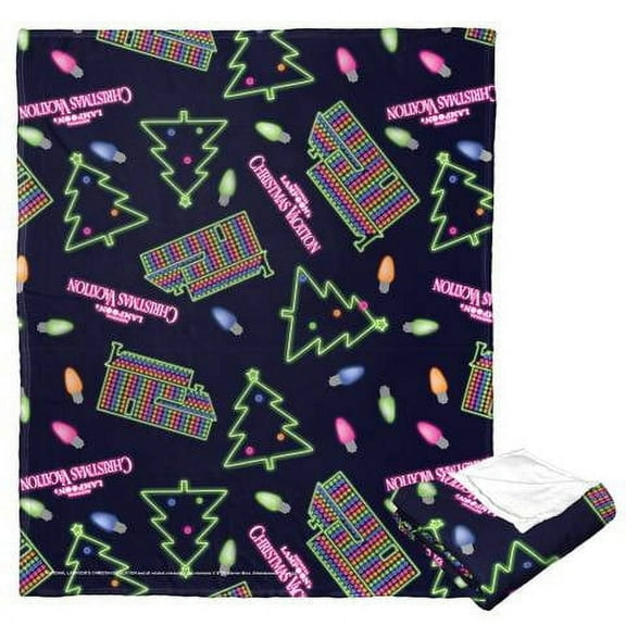 National Lampoons Neon Christmas Lights Warner Bros Kids Silk Touch Throw Blanket, 50 x 60 inches Black