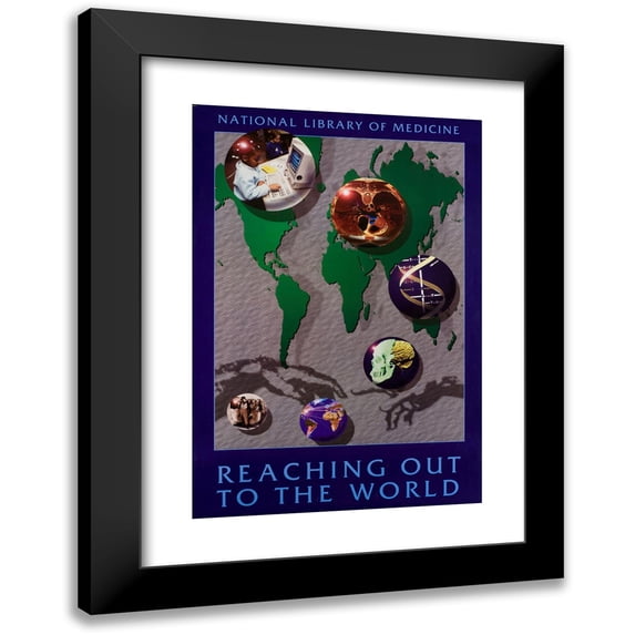 National Library of Medicine 14x18 Black Modern Framed Museum Art Print Titled - National Library of Medicine Reaching Out to the World