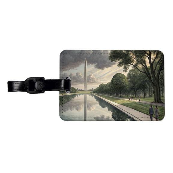 National Mall Reflecting Pool In Washington DC Faux Leather Travel Luggage Tag