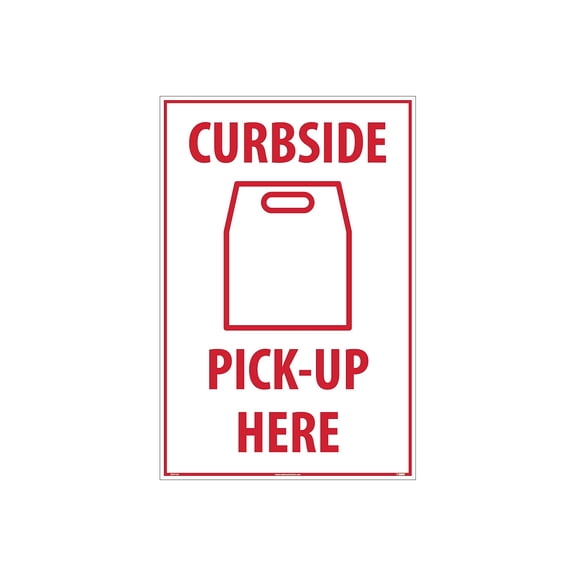 National Marker A-Frame Sign "Curbside Pick-Up Here " 36" x 24" White/Red (SFS113C)