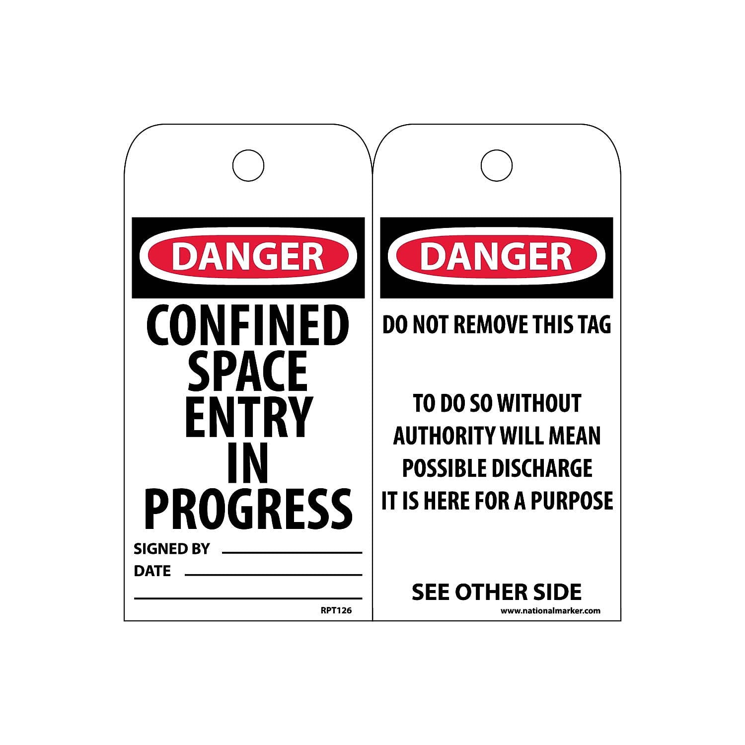 Pac Tag Entry National Marker Accident Prevention Tags; Confined Space Entry In ...
