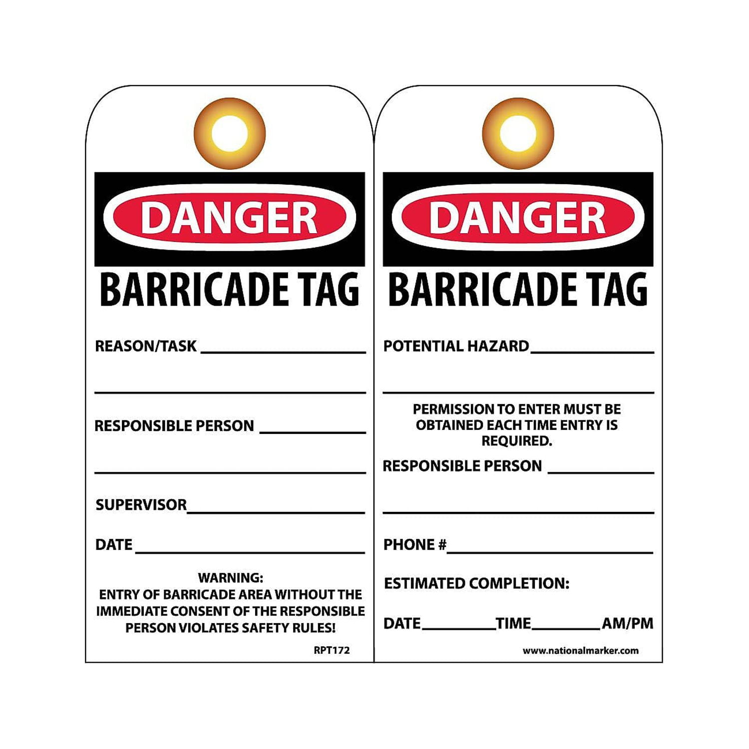 SmartSign 100-Pack Danger Barricade Tag Do Not Remove - View #13