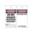 thumbnail image 1 of National Marker Accident Prevention Tags; Danger Do Not Operate Maintenance Dept. 6X3 Unrip Vinyl, 1 of 1