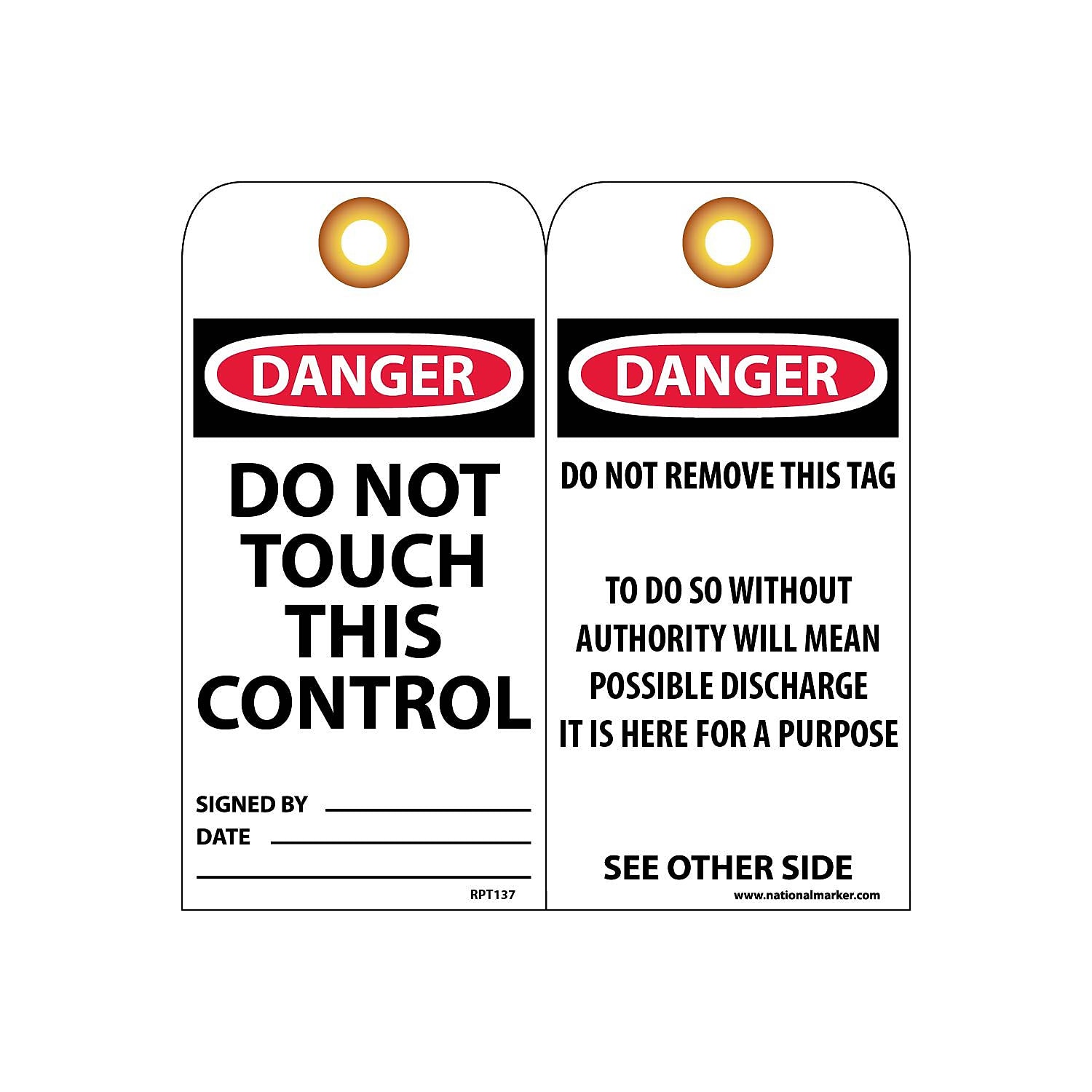 National Marker Accident Prevention Tags; Do Not Touch This Control 6X3