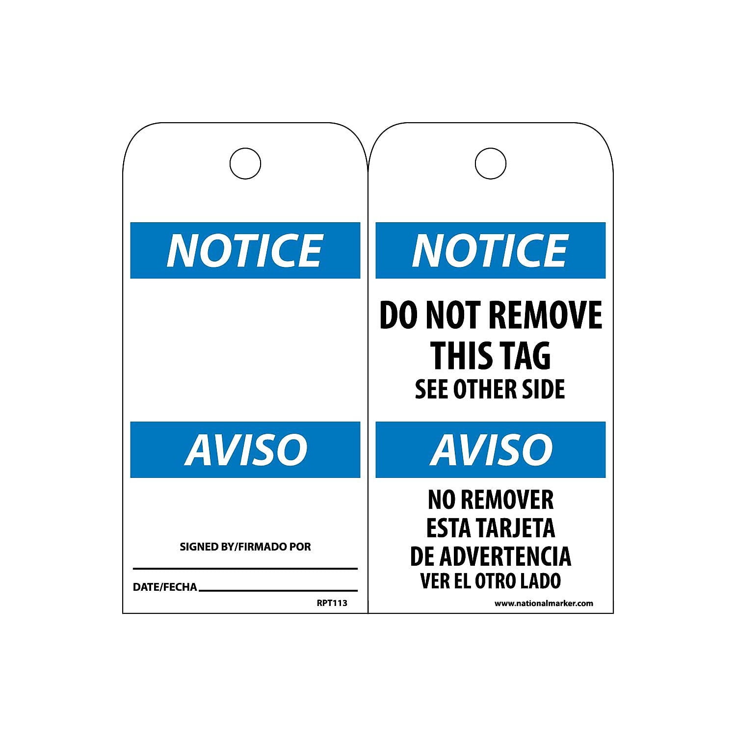 National Marker Accident Prevention Tags Notice Do Not Remove This Tag ...