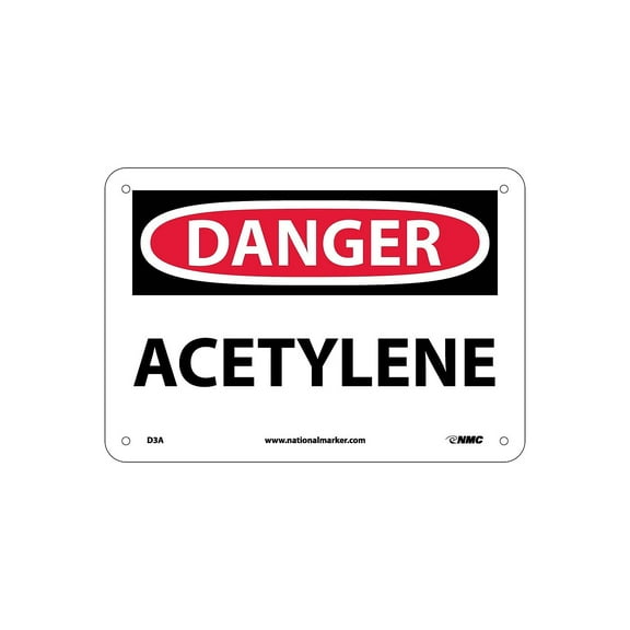National Marker Aceytlene 7X10 .040 Aluminum Danger Sign D3A