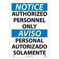 thumbnail image 1 of National Marker Authorized Personnel Only (Bilingual) 20X14 Rigid Plastic Notice Sign ESN34RC, 1 of 1