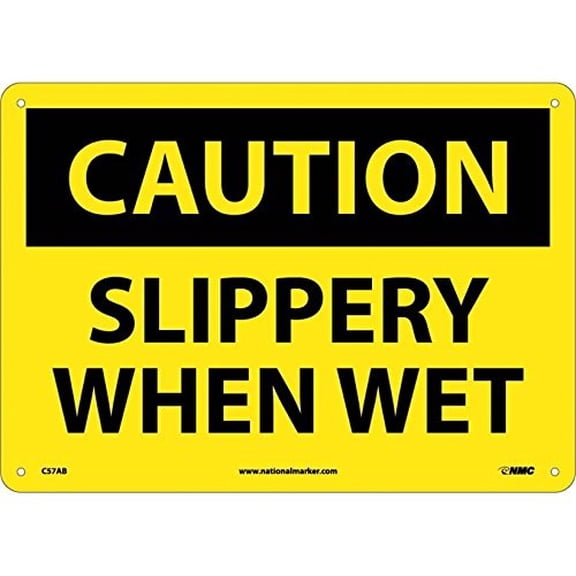 National Marker C57AB Caution Slippery When Wet Sign